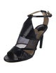 Jimmy Choo Snakeskin Mesh Accents T-Strap Sandals
