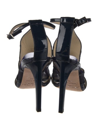 Jimmy Choo Snakeskin Mesh Accents T-Strap Sandals