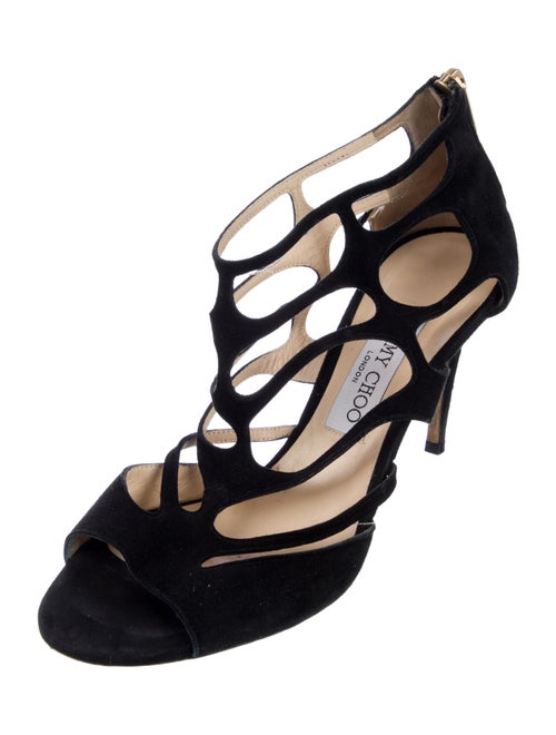 Jimmy Choo Suede Cutout Accent T-Strap Sandals