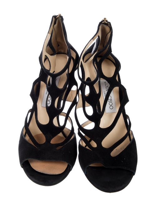 Jimmy Choo Suede Cutout Accent T-Strap Sandals