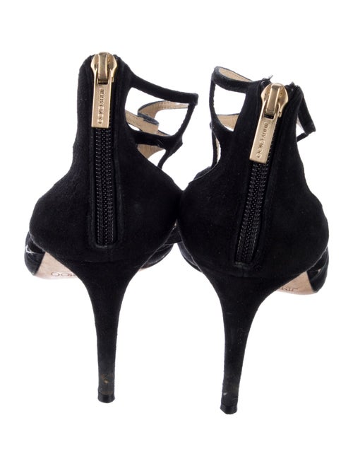 Jimmy Choo Suede Cutout Accent T-Strap Sandals