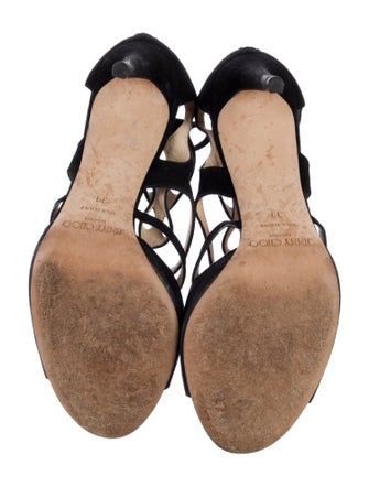 Jimmy Choo Suede Cutout Accent T-Strap Sandals