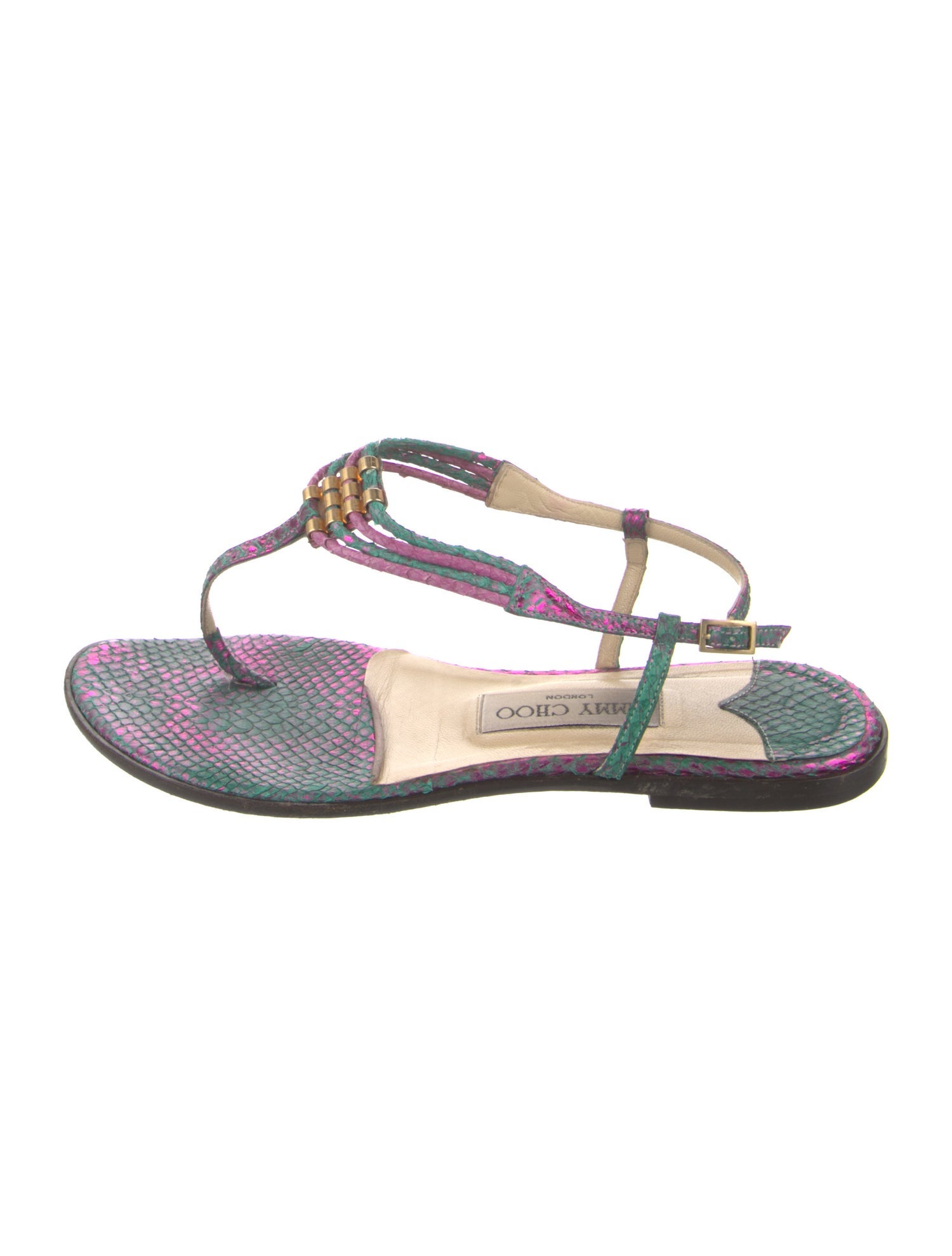Jimmy Choo Leather Printed Flip Flops
