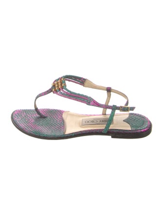 Jimmy Choo Leather Printed Flip Flops