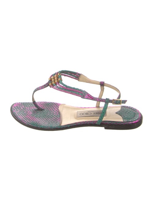 Jimmy Choo Leather Printed Flip Flops