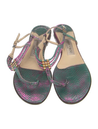 Jimmy Choo Leather Printed Flip Flops