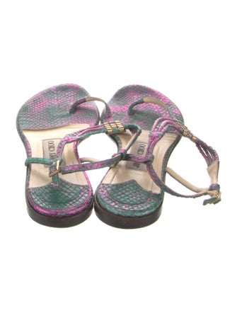 Jimmy Choo Leather Printed Flip Flops