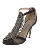 Jimmy Choo Suede Crystal Embellishments T-Strap Pumps