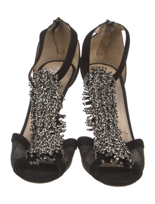 Jimmy Choo Suede Crystal Embellishments T-Strap Pumps