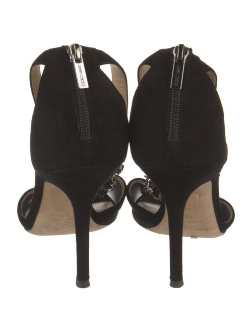 Jimmy Choo Suede Crystal Embellishments T-Strap Pumps