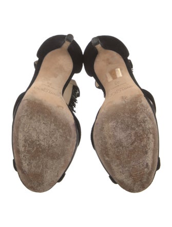 Jimmy Choo Suede Crystal Embellishments T-Strap Pumps