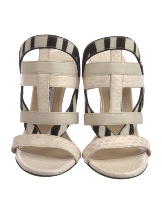 Jimmy Choo Embossed Leather Animal Print Slides