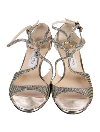 Jimmy Choo Azia Glitter T-Strap Sandals
