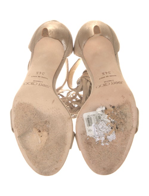 Jimmy Choo Suede Tassel Accents T-Strap Sandals