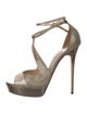 Jimmy Choo Glitter T-Strap Sandals