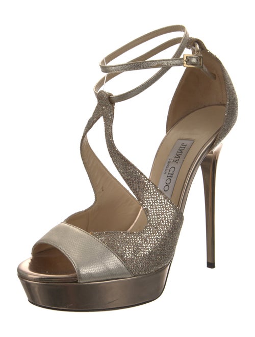 Jimmy Choo Glitter T-Strap Sandals