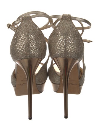 Jimmy Choo Glitter T-Strap Sandals