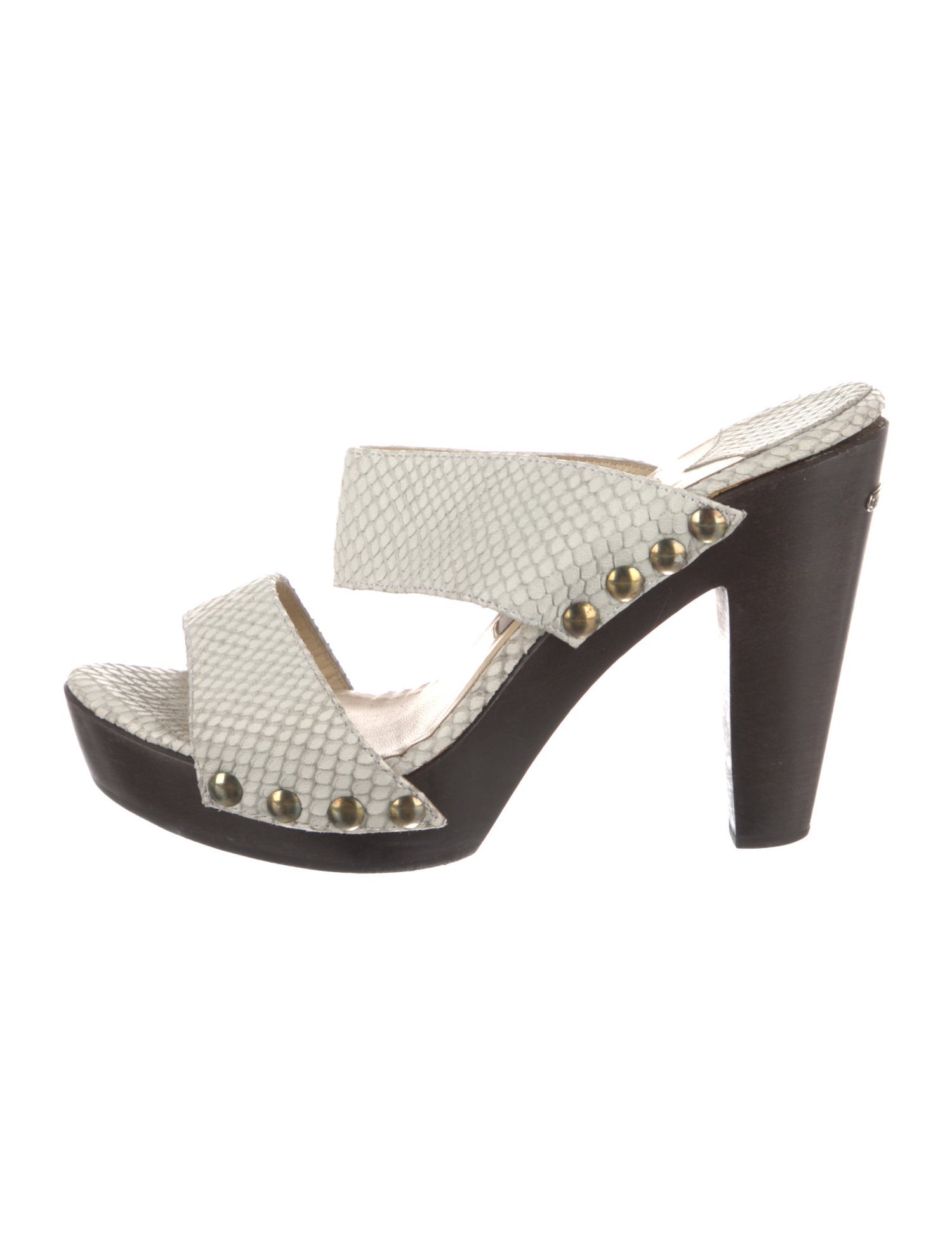 Jimmy Choo Embossed Leather Animal Print Slides