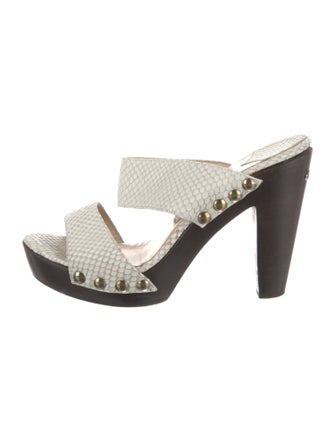 Jimmy Choo Embossed Leather Animal Print Slides