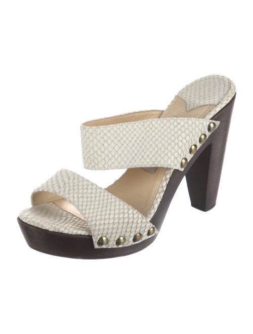 Jimmy Choo Embossed Leather Animal Print Slides