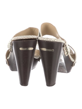 Jimmy Choo Embossed Leather Animal Print Slides