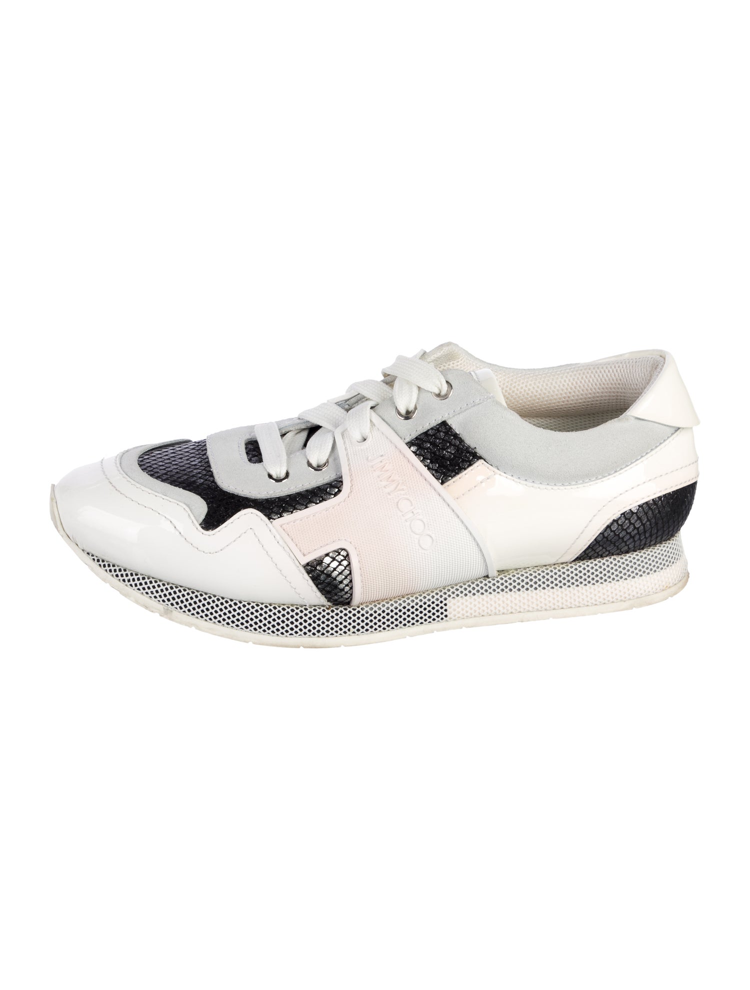 Jimmy Choo Patent Leather Colorblock Pattern Athletic Sneakers