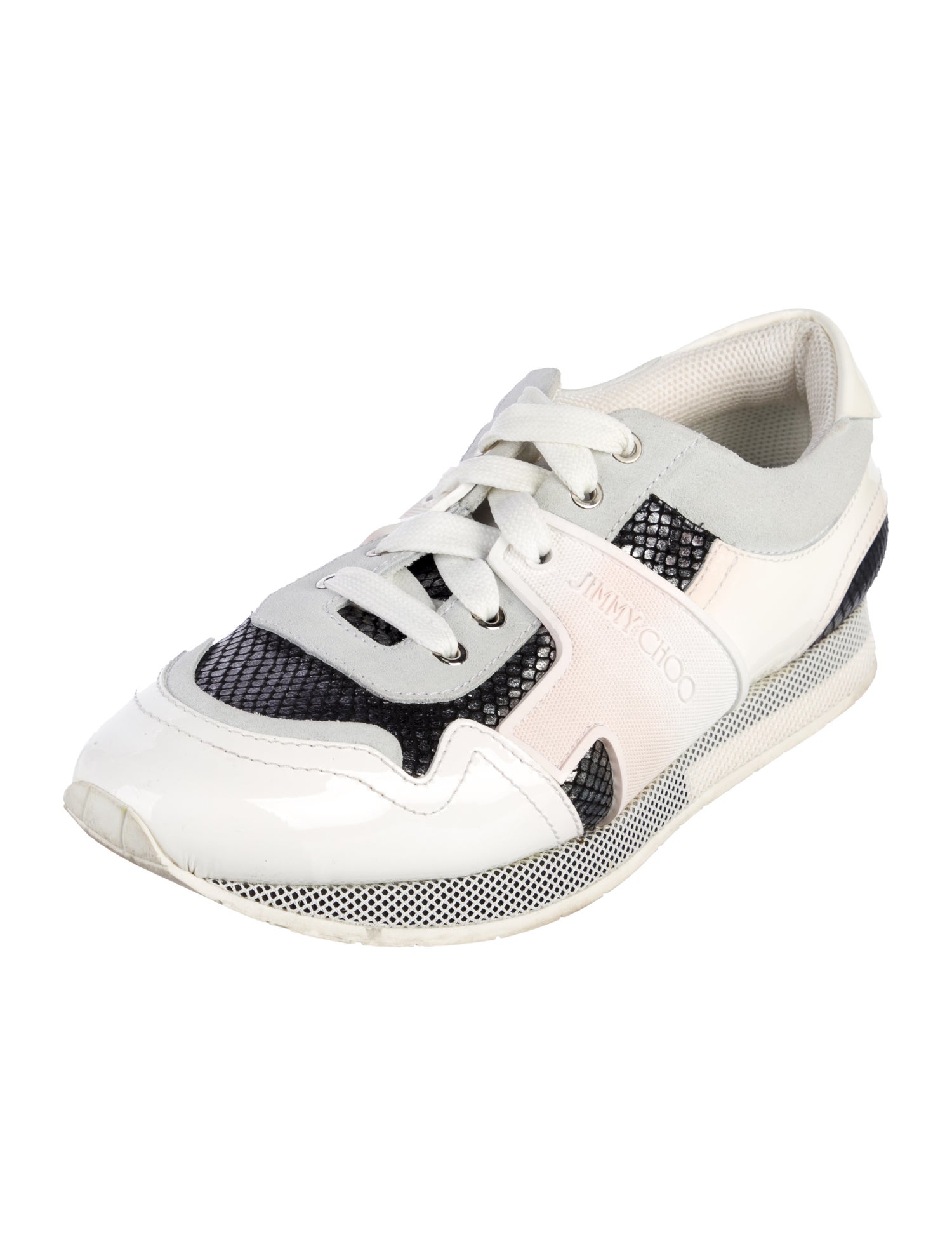 Jimmy Choo Patent Leather Colorblock Pattern Athletic Sneakers