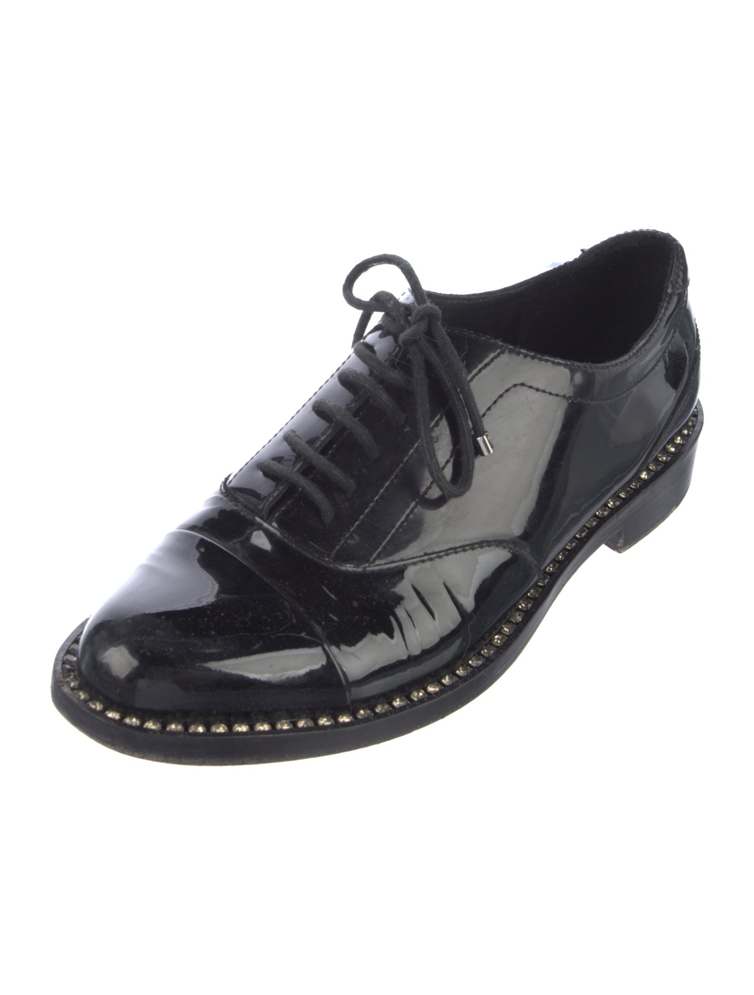 Jimmy Choo Patent Leather Crystal Embellishments Oxfords