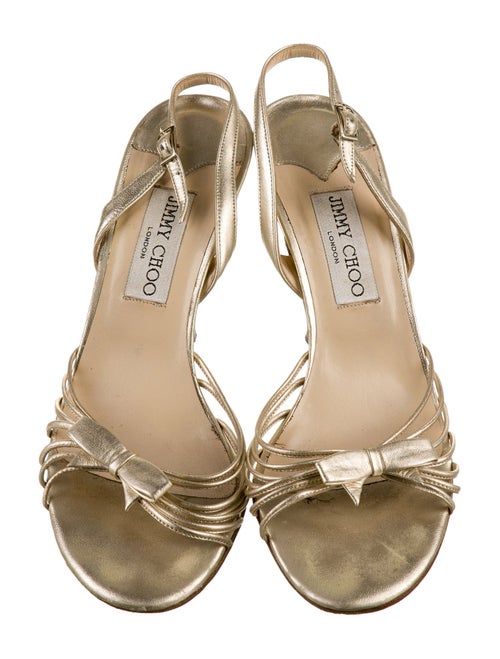 Jimmy Choo Leather Bow Accents Slingback Sandals