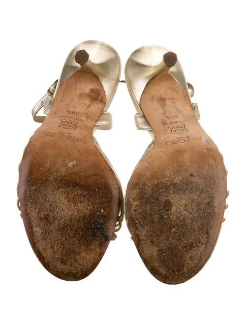 Jimmy Choo Leather Bow Accents Slingback Sandals