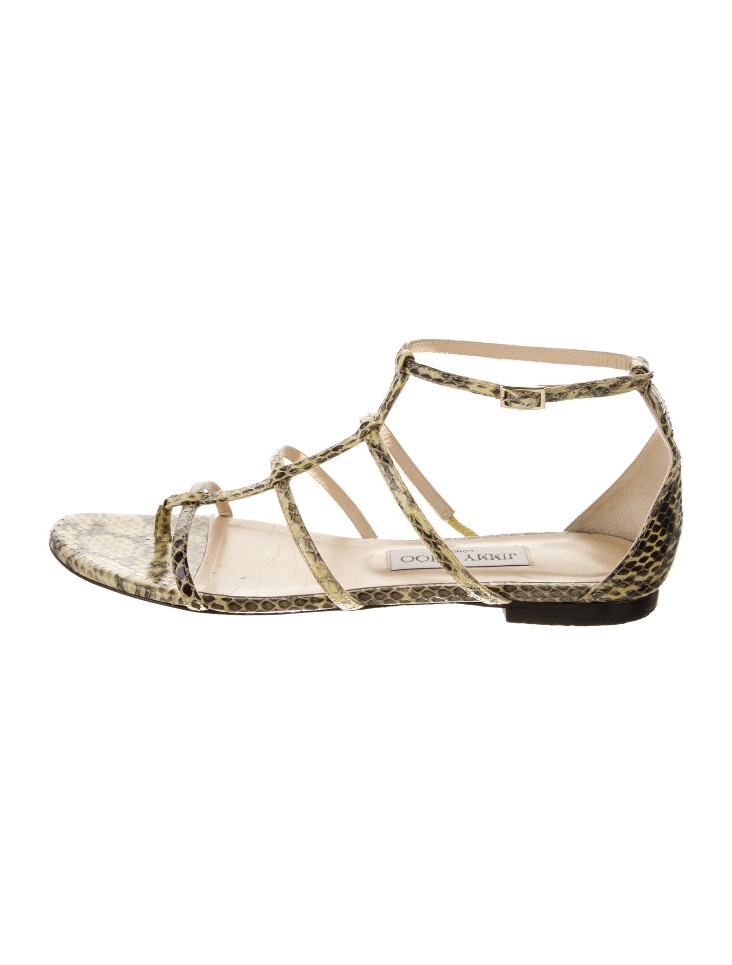 Jimmy Choo Embossed Leather Animal Print Gladiator Sandals