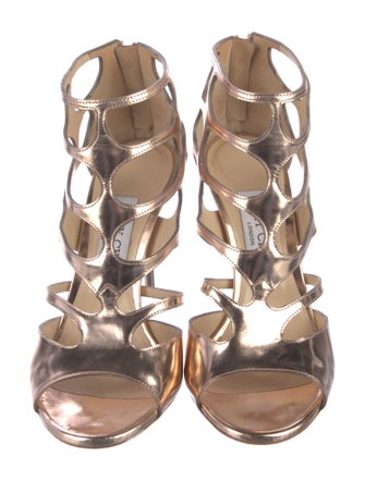 Jimmy Choo Patent Leather Animal Print Gladiator Sandals