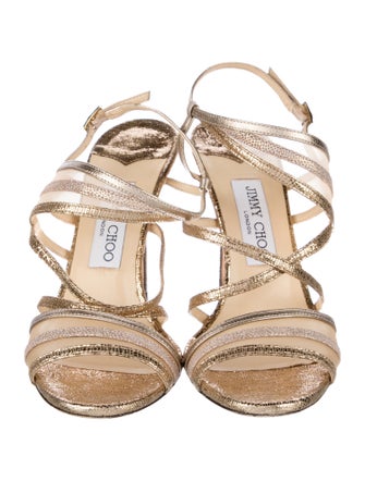 Jimmy Choo Leather Mesh Accents Slingback Sandals