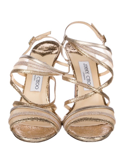 Jimmy Choo Leather Mesh Accents Slingback Sandals