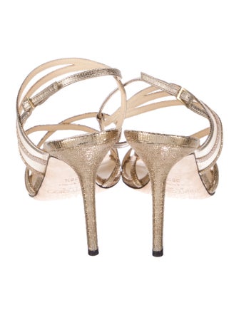 Jimmy Choo Leather Mesh Accents Slingback Sandals