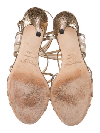 Jimmy Choo Leather Mesh Accents Slingback Sandals