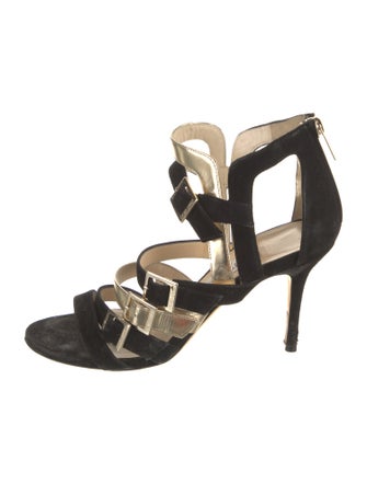 Jimmy Choo Suede Leather Trim Embellishment Gladiator Sandals
