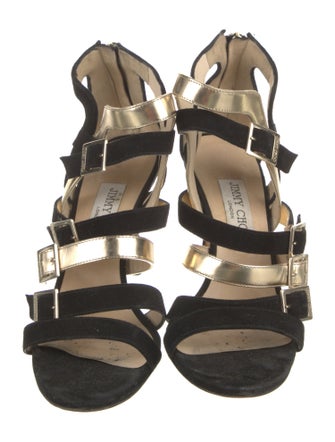Jimmy Choo Suede Leather Trim Embellishment Gladiator Sandals