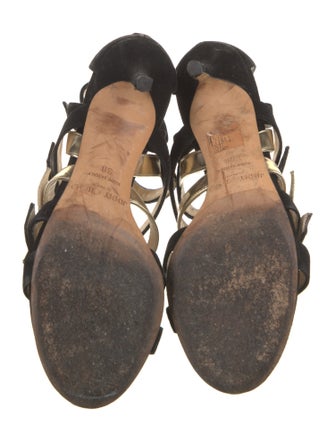 Jimmy Choo Suede Leather Trim Embellishment Gladiator Sandals