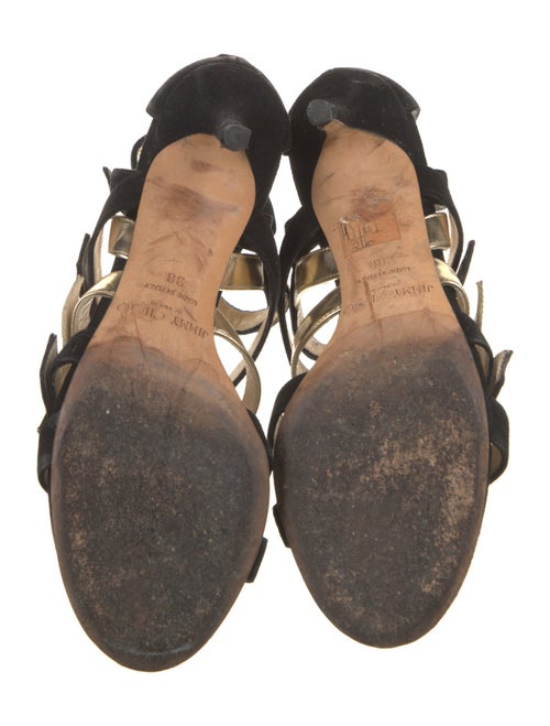 Jimmy Choo Suede Leather Trim Embellishment Gladiator Sandals