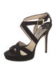 Jimmy Choo Suede Leather Trim Embellishment Sandals