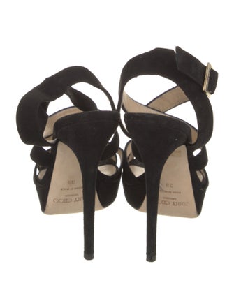 Jimmy Choo Suede Leather Trim Embellishment Sandals