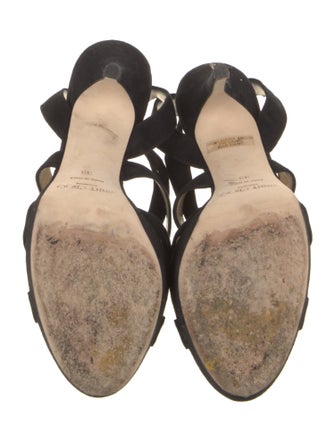 Jimmy Choo Suede Leather Trim Embellishment Sandals