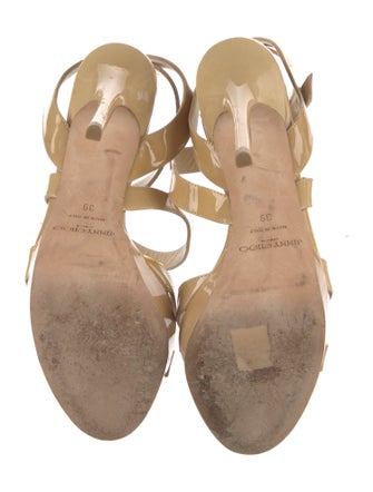 Jimmy Choo Patent Leather Cutout Accent Slingback Sandals