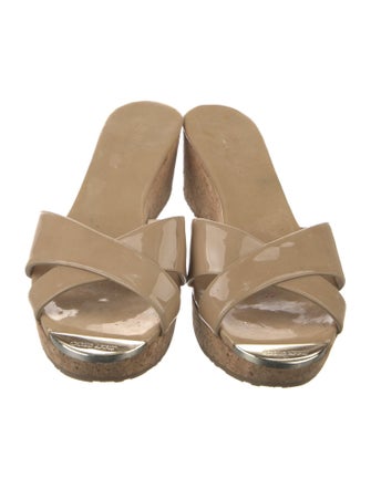 Jimmy Choo Patent Leather Cutout Accent Slides