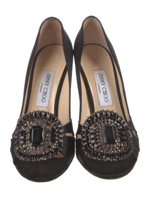 Jimmy Choo Satin Crystal Embellishments Pumps