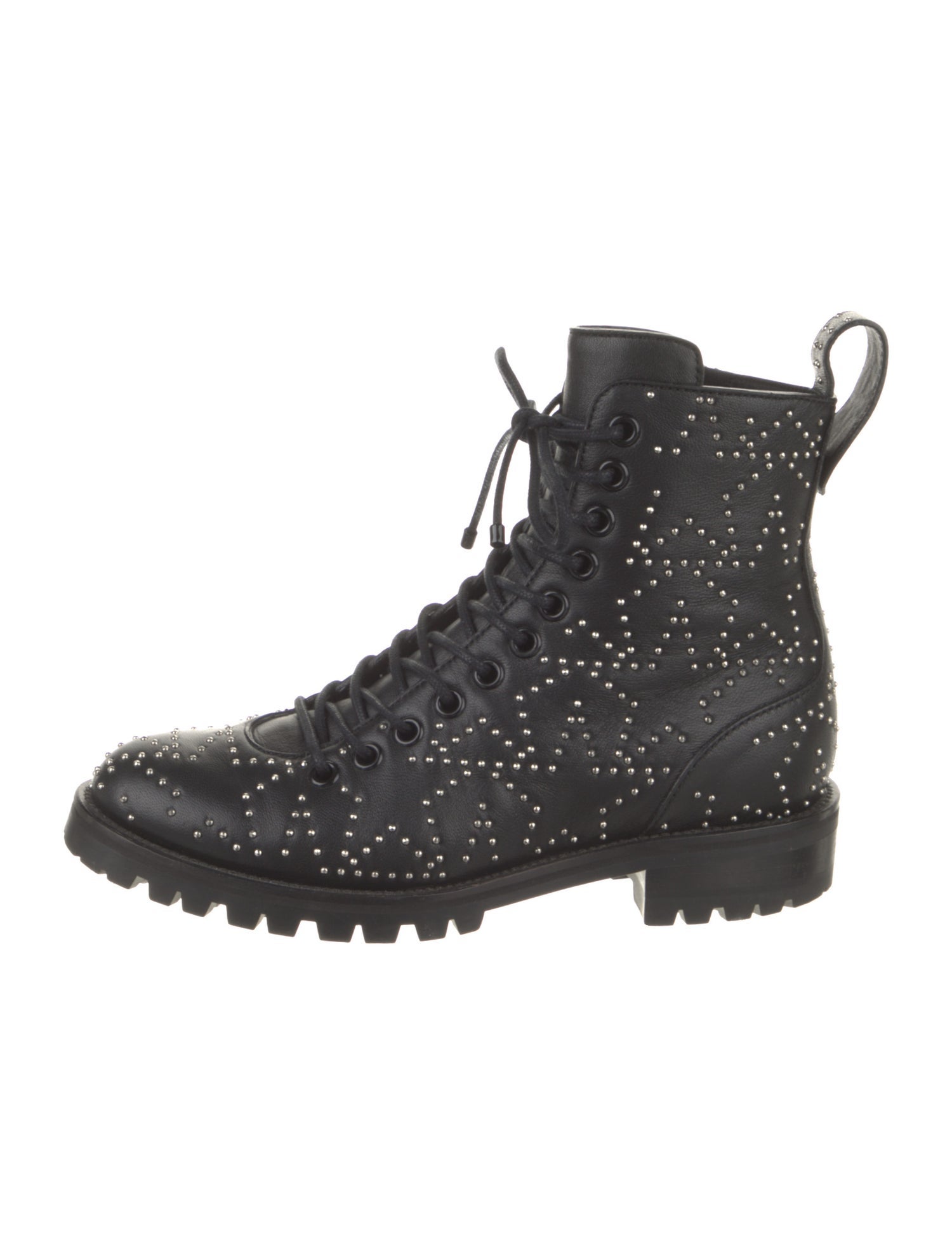Jimmy Choo Leather Studded Accents Combat Boots