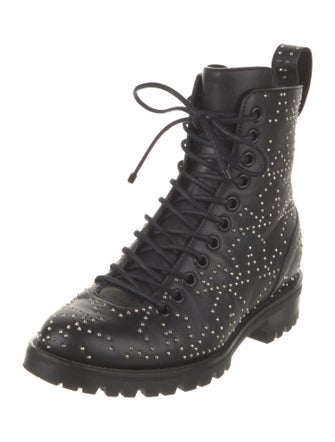 Jimmy Choo Leather Studded Accents Combat Boots