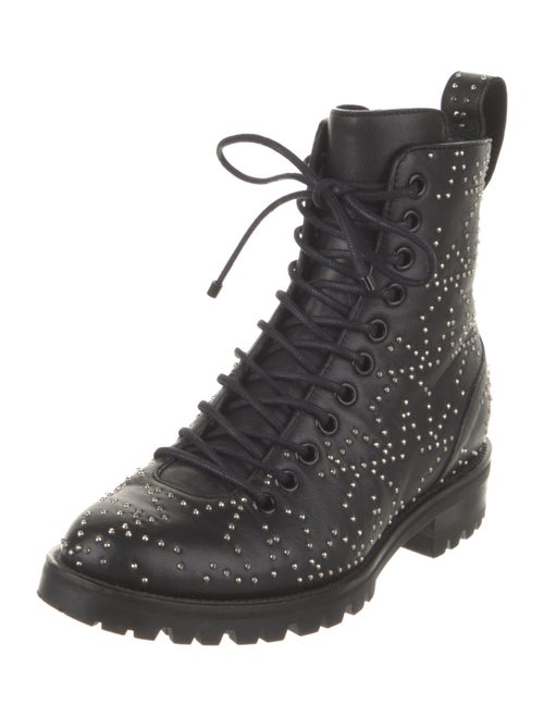 Jimmy Choo Leather Studded Accents Combat Boots