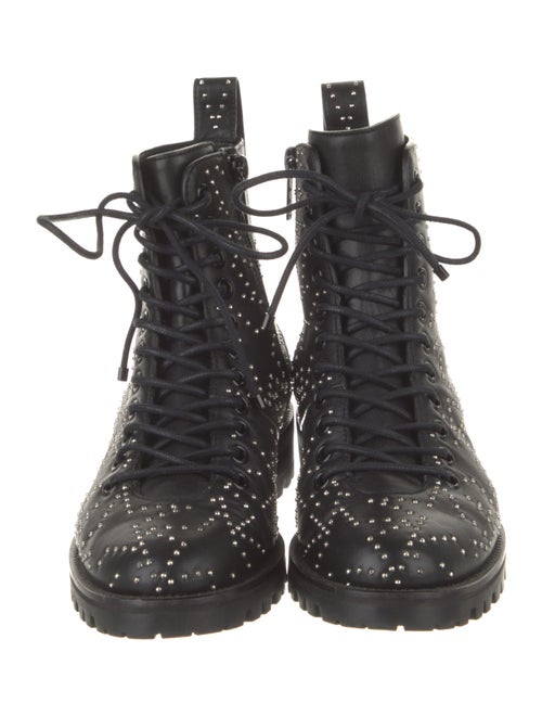Jimmy Choo Leather Studded Accents Combat Boots
